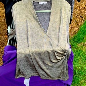 Liz Claiborne gold / silver grey dressy blouse. Has a SHEIN to it.